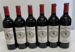 Six Chateux Marquis De Terme 2021 Margaux Grand Cru Classe En 1855 red wine 6 x 750ml (foil tops sli