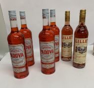 Three Lillet Rose French Aperitif 3 x 750ml and four Padova Aperitivo 4 x 1ltr.