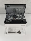 An as new Riester 3.5v xenon otoscope with C-handle, comes with two lithium batteries (REF: 3860).