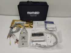 An assortment of as new GE Medical products inside a NUMED transit bag.