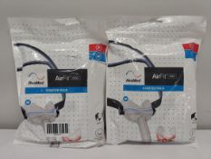 Two as new ResMed AirFit N30 Starter Pack, S/M (REF: 64204, Note: cosmetic damage to one of the pack