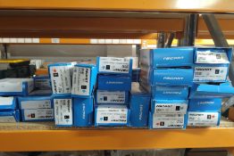 A shelf of assorted braces and supports.