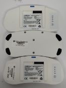 Three pre-owned Caire Inc. FreeStyle Comfort lithium ion battery packs (REF: BT034-1).