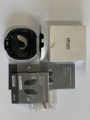 An Oticon Engage BTE Hearing Aid in Beige and White Case.