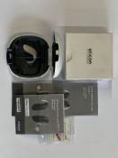 An Oticon Engage BTE Hearing Aid in Beige and White Case.