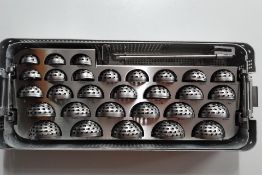 Pre-owned MicroPort Orthopaedics Acetabular Reamer tray with instruments.