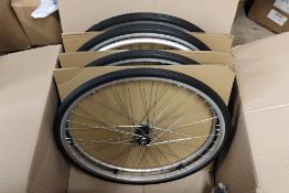 Two pairs of as new Wheel Chair Wheels. (BRAND UNKNOWN)
