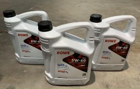 Three as new Rowe SAE 5W-40 Fully Synthetic HighTec Racing Motor Oil (3 x 5L Bottles).