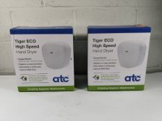Two as new ATC Tiger ECO high speed hand dryers (REF: Z-3145W).