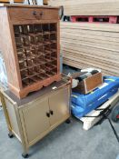 Five assorted items to include hostess trolley, shoe shine cabinet, wine rack, two display systems.