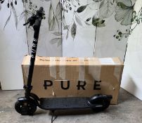 A pre-owned Pure Air electric scooter, batteries removed, charger included (for spares or repairs, i