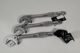 Three Wera Joker 6004 XXL Self Setting Spanners, 32mm-24mm.