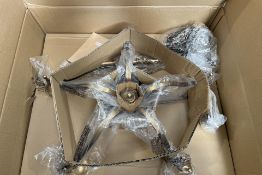 A Luminosa Stanford 5 light multi arm ceiling pendant chandelier - antique brass (sold as seen).