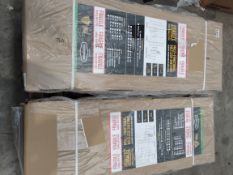 Six as new Tufferman shelving units (5 shelves), graphite grey, 280kg (per shelf), 2130 x1200 x 450m