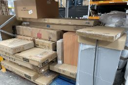 Assorted flatpack furniture and related.