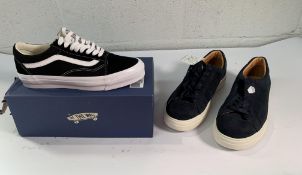 Two pairs of as new trainers to include women's Vans Old Skool 36 UK 7.5, boxed and men's John Lewis