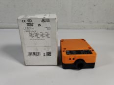 An as new Ifm inductive sensor, 105.4 x 80 x 40mm (REF ID0013, EAN 4021179080828).