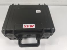 Six MAX waterproof cases with foam inserts, black, 148mm x 336mm x 300mm.