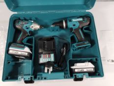 A Makita 18v HP488D/TD127D Twin Pack with 2x2ah batteries and charger.