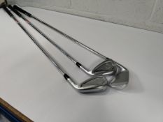 Three as new Mizuno JPX 925 Forged Irons #4, 7 and 8, RH with KBS Tour Lite shafts, Flex R.