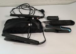 Three pre-owned hair straighteners to include Cloud Nine 240v, Revamp cordless and John Lewis 240v.