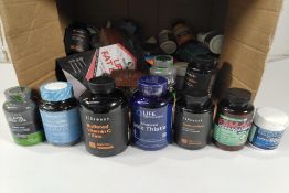 Approximately thirty seven assorted supplements and vitamins to include Blackseed oil, Spermidine, S