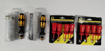 Four manual/torque screwdriver related tools; Wera and CK (some slight damage to packaging).