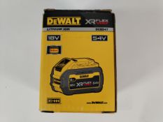 An as new Dewalt XR Flex Volt Lithium Ion Rechargeable Battery, 18V, 54V, 9.0AH (DCB547).