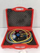 A pre-owned Mastercool four way manifold charging and testing unit.