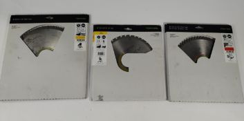 Three Festool circular saw blades, boxed (minor damage to packaging).