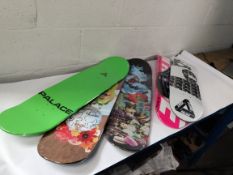 Five assorted as new Palace skateboards (board only) to include Racey 8.25 and Lucien Pro S38 8.25 (