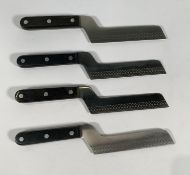 Four Wustnof Dreizack patterned cheese knives 120mm (over 18s only).