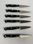 Six Wusthof Dreizack paring knives heavy bolstered 60mm (over 18's only).