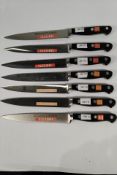 Seven Wusthof fish filleting flexible 16cm bolstered knives (4518) (over 18s only).