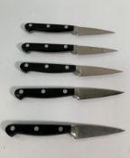 Five Wusthof Dreizack paring knives heavy bolstered 60mm (over 18's only).