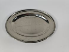 Fifteen as new stainless steel oval dishes, flat - 304mm (may show signs of long term storage).