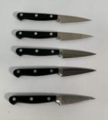 Five Wusthof Dreizack paring knives heavy bolstered 60mm (over 18's only).