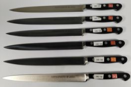 Six Wusthof narrow slicer bolstered knives, 200mm/20cm/8