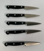 Five Wusthof Dreizack paring knives heavy bolstered 60mm (over 18's only).