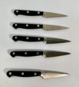 Five Wusthof Dreizack paring knives heavy bolstered 60mm (over 18's only).