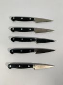 Five Wusthof Dreizack paring knives heavy bolstered 60mm (over 18's only).