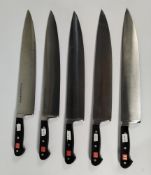Five Wusthof French Cooks heavy bolstered knives 320mm, may have slight marks from long term storage