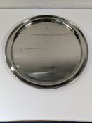 Sixteen as new stainless steel meat plates, round, wide rim - 406mm (may have some signs of long ter