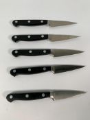 Five Wusthof Dreizack paring knives heavy bolstered 60mm (over 18's only).