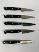 Five Wusthof Dreizack paring knives heavy bolstered 60mm (over 18's only).