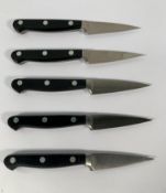 Five Wusthof Dreizack paring knives heavy bolstered 60mm (over 18's only).