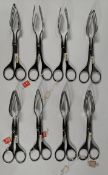 Eight Wusthof stainless steel pastry tongs 200mm (5901) (over 18s only).