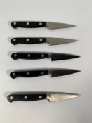 Five Wusthof Dreizack paring knives heavy bolstered 60mm (over 18's only).