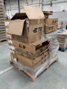 A pallet of assorted TE connectivity fixings.
