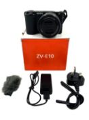 Pre-owned Sony ZV-E10 Mirrorless Camera & 16-50mm F3.5-5.6 PZ Lens, Wind Screen, Battery & Charger (